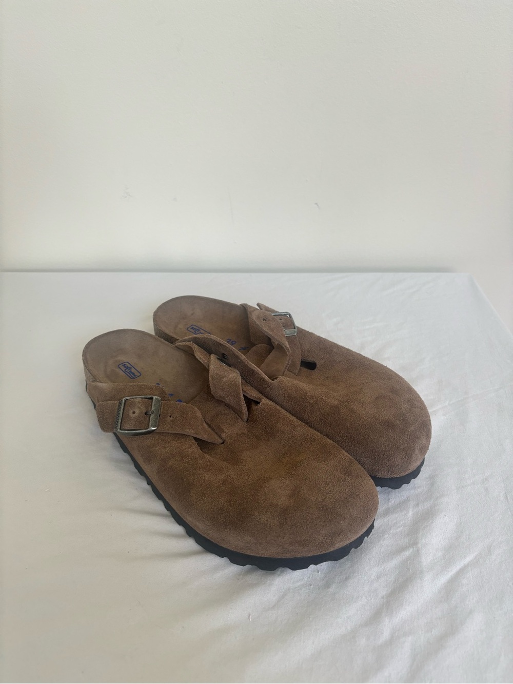 Birkenstock Boston Clogs Brown Suede Size 8 Eu39 Narrow Fit Soft Footbed